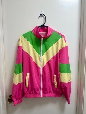 Vibrant Colorblock Track Suit - Pink, Green & Yellow